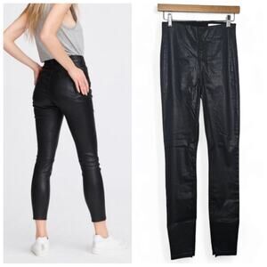 rag & bone Vegan Leather Pants Size XS Pull On Edgy Classic Zip Ankle Timeless